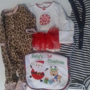 Carter's Newborn Baby Girl Clothes & 1st Christmas Bib